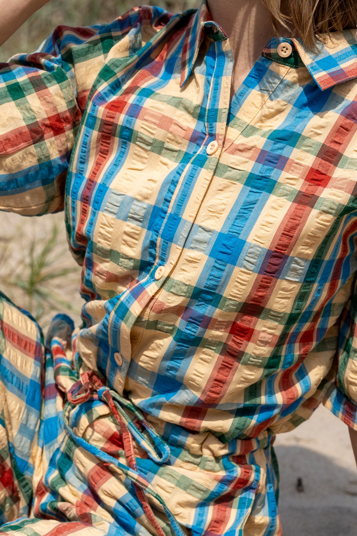 Smart bæk og bølge buksedragt i ternet mønster 