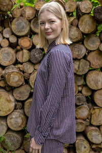 Danerosemary Seersuckeer Shirt Mauve/Dark Navy