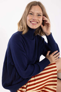 Danenorma Highneck Wool-Mix Sweater Dark Blue