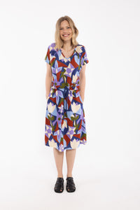 ORGANIC - Danouioui Slub SS Dress Dark Blue GEOFLEUR