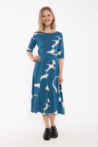Danecharlotte Slub Dress Warm Blue/Light Beige TROPSTATIC