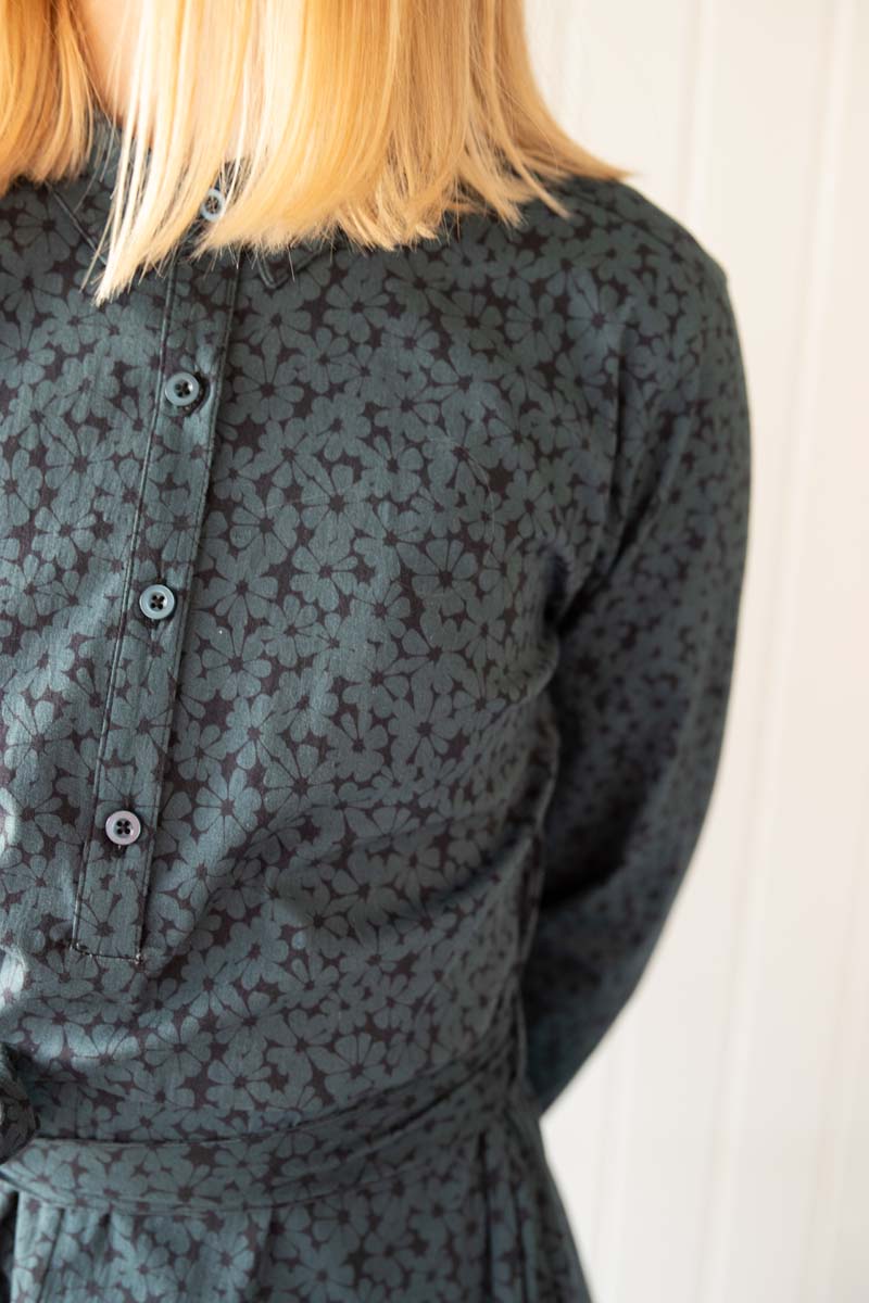 Daneribe Poplin Dress Dark Slate FLOWERY - Main Image