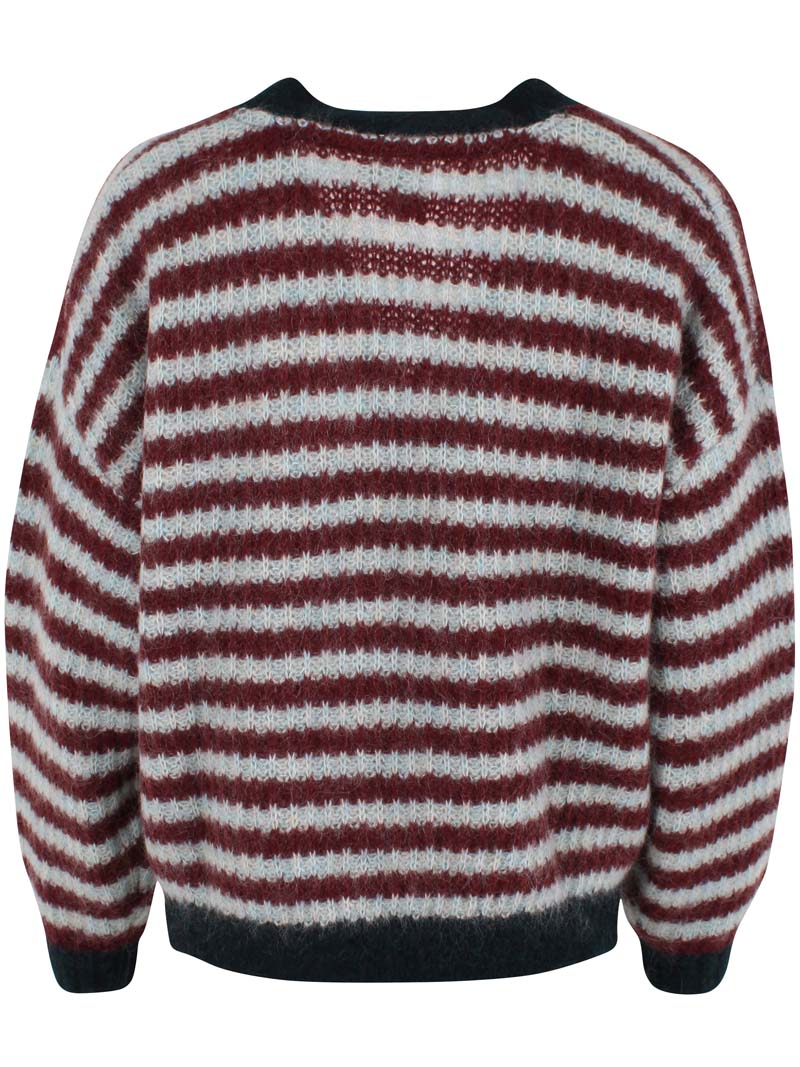 Danefamily Alpaca Cardigan Dk Merlot/Lt Blue Grey 