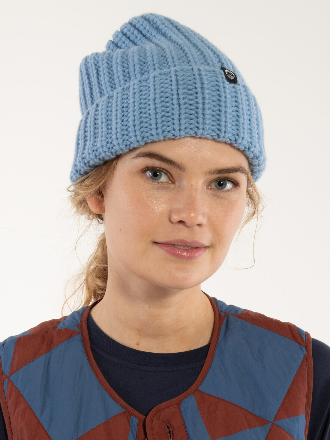 Dane Folklore Chunky Wool Beanie Lt Blue Grey 