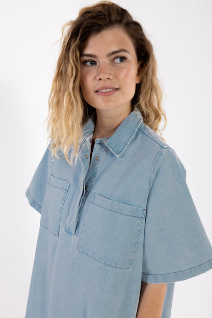 Danefolk Denim SS Dress Light Light Blue