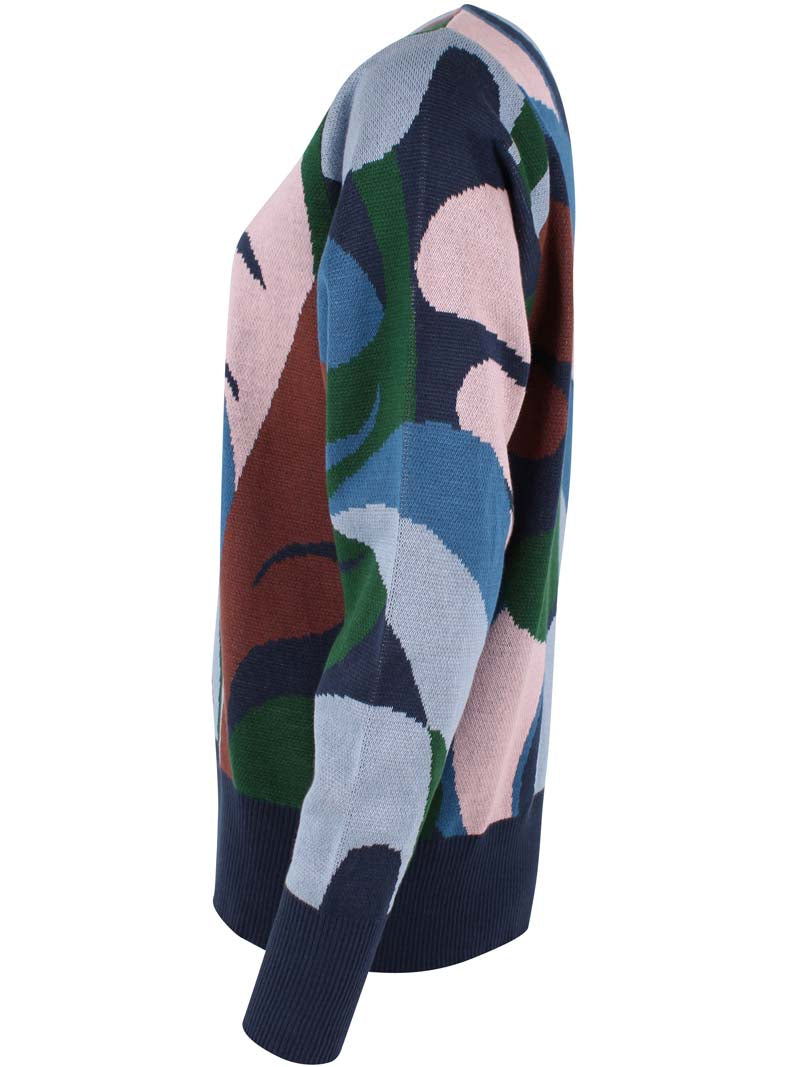 Danefox Jaquard Cotton Sweater Dk Navy TROPS