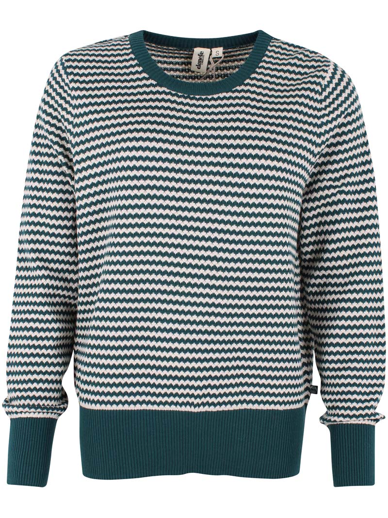 Danefox – Perlenstrickpullover in Dunkelschiefergrau/Kreide