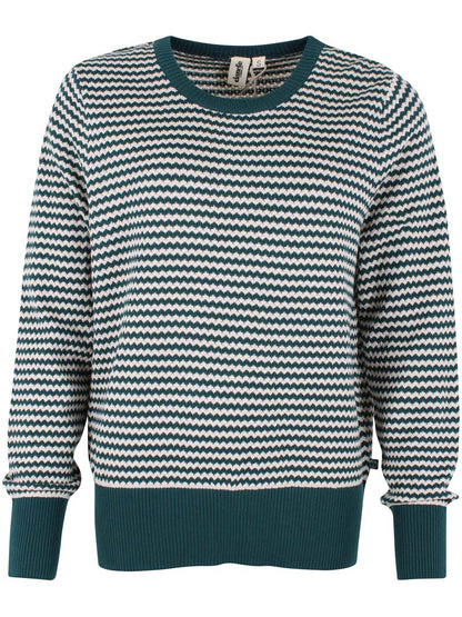 Danefox – Perlenstrickpullover in Dunkelschiefergrau/Kreide