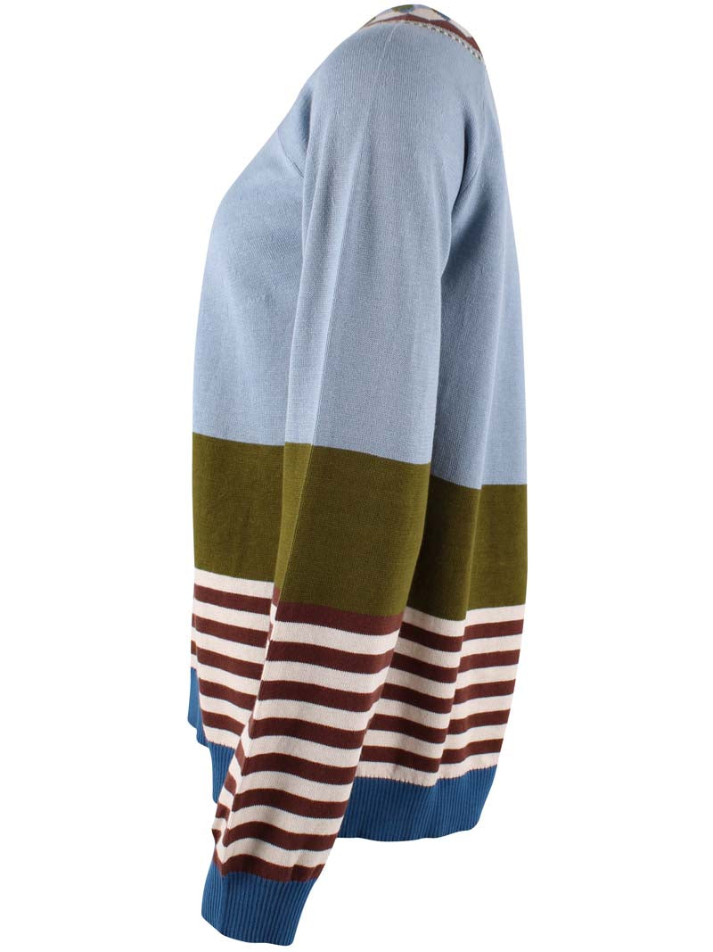 Danehappy Cotton Sweater Lt Blue Grey/Olive