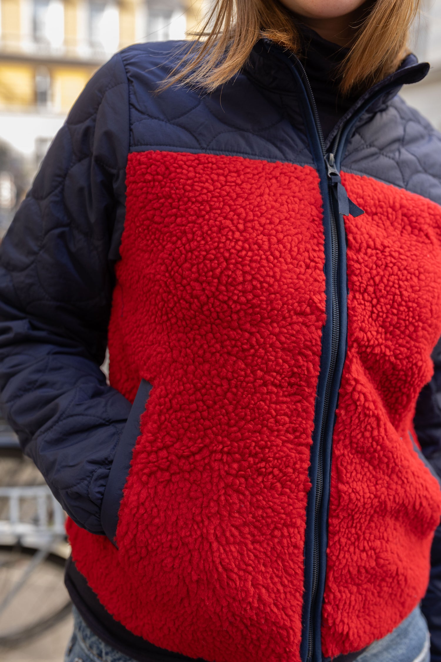 Danehazel Fleece Zip-Up Dk Navy/Dk Red