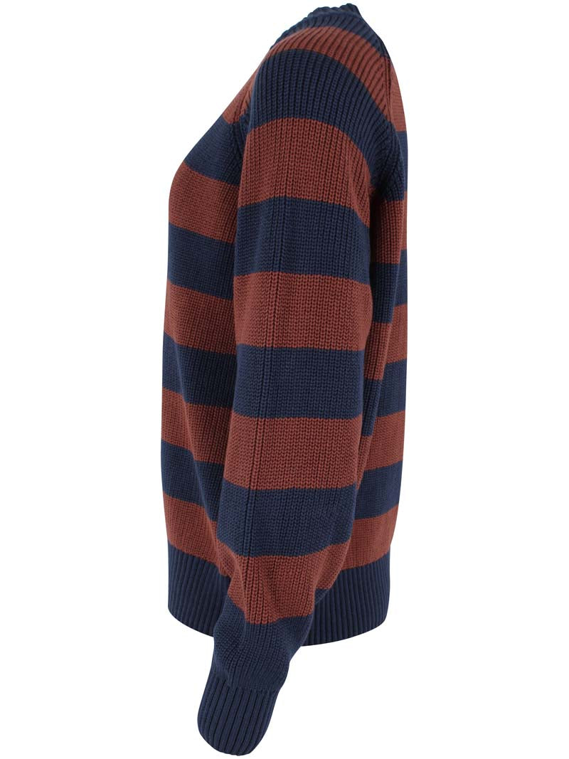 Danejumbo Cotton Rib Sweater Dk Navy/Dk Merlot