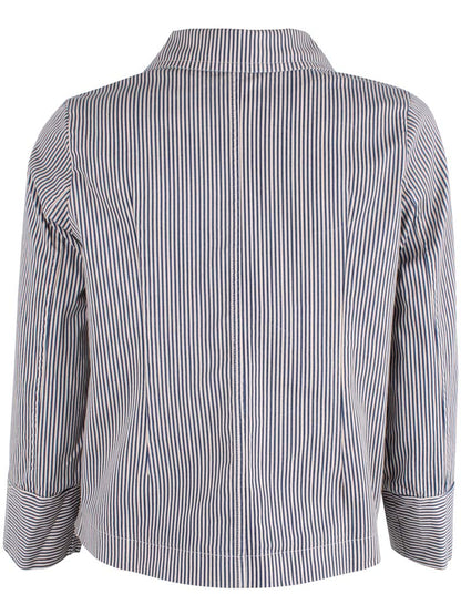 Fin canvasblazer med navyblå og hvide striber til kvinder