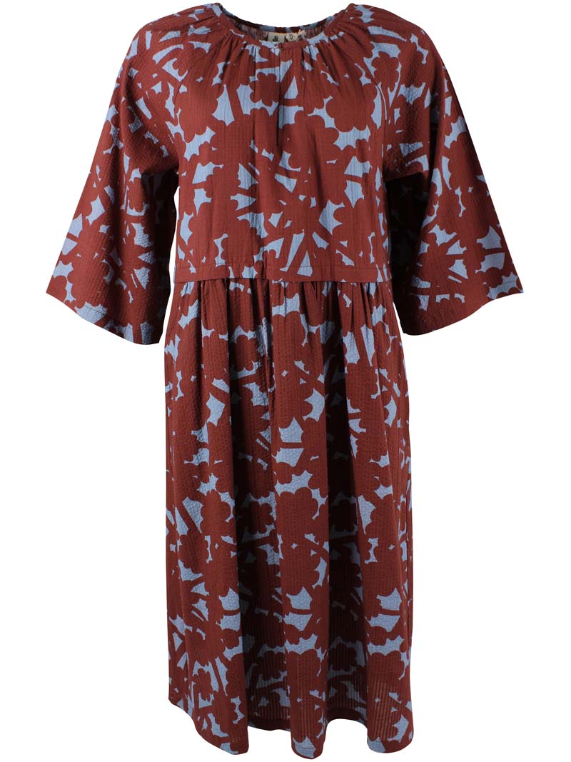 Daneluft 3/4 Sleeve Seersucker Dress Lt Blue BRAMBLE