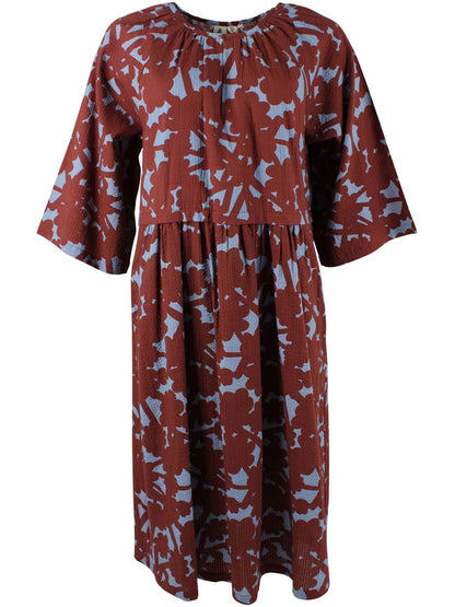 Daneluft 3/4 Sleeve Seersucker Dress Lt Blue BRAMBLE