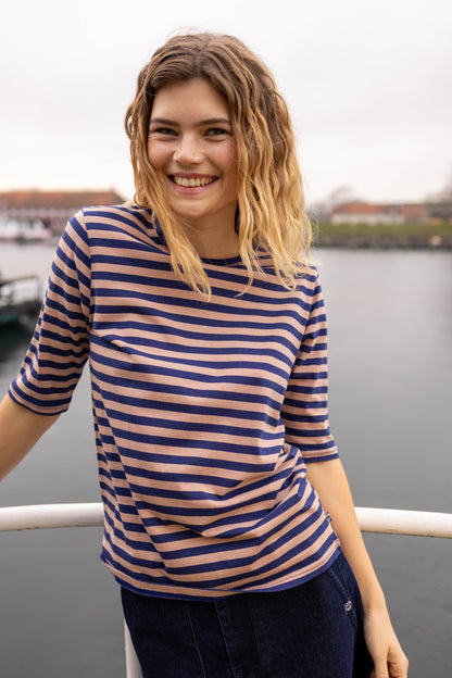 Danemanna Modal Tee Quail/Dark Blue