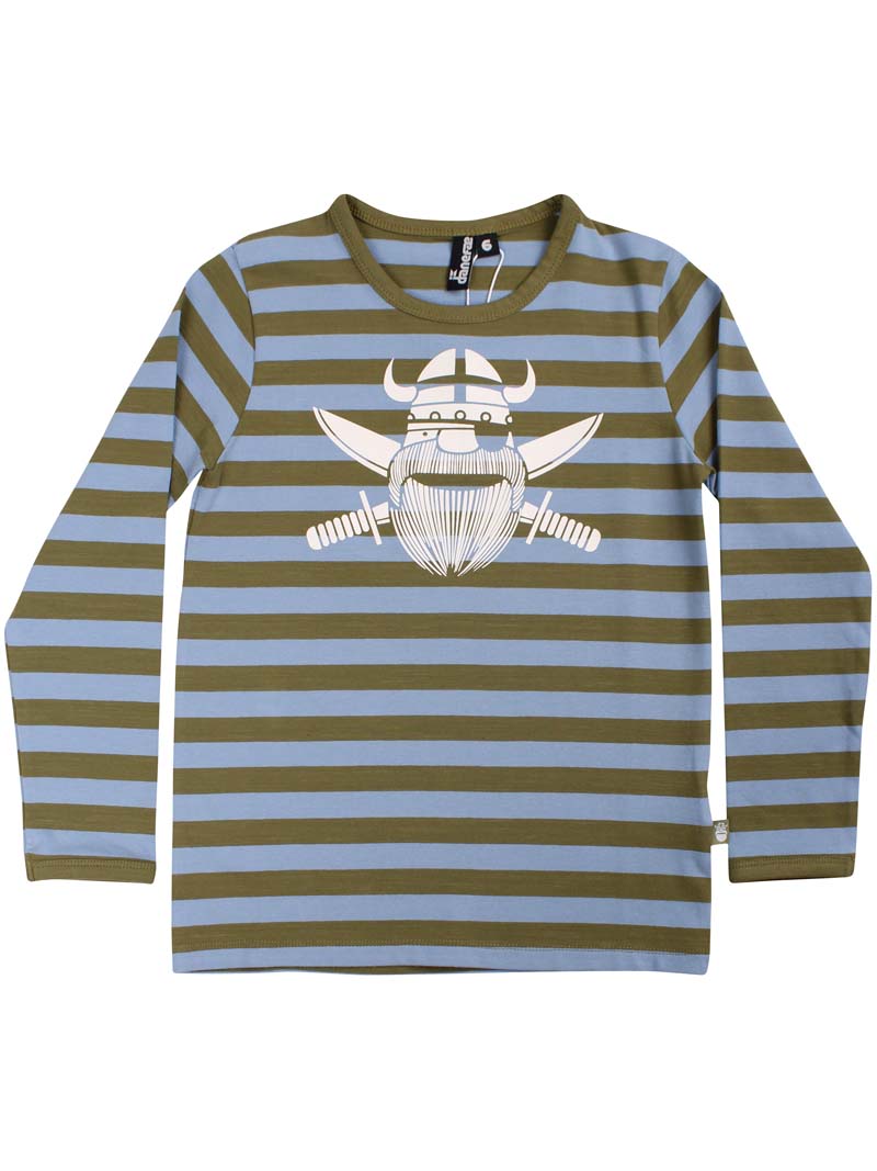Stribet bluse til børn med piratviking 