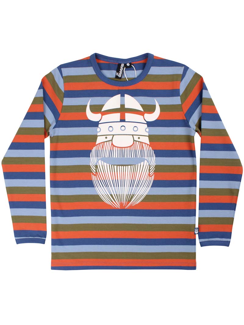 Stribet bluse til børn med viking 