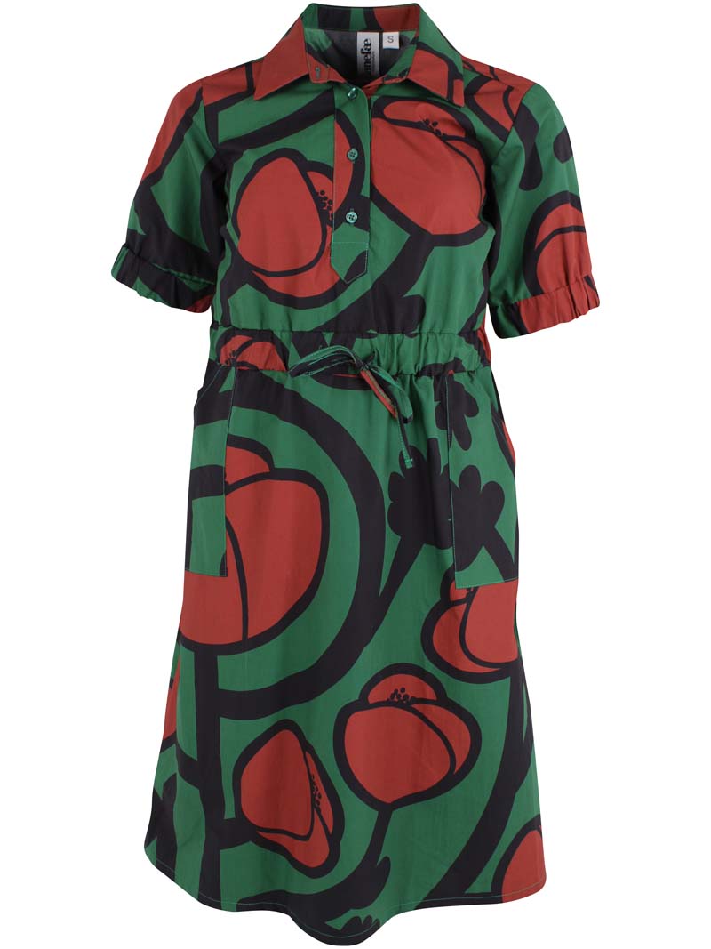 Danesusanne Poplin Dress Dk Pine BIG POPPY
