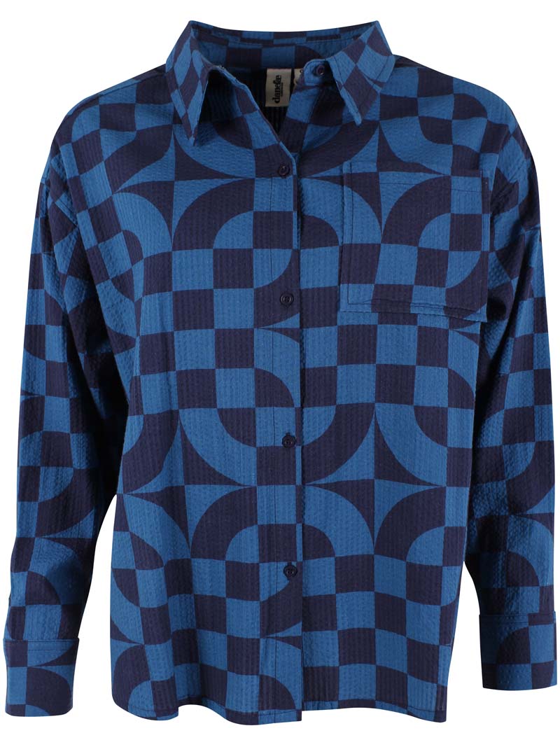 Danethyme Seersucker Shirt Warm blue CHECKITOUT