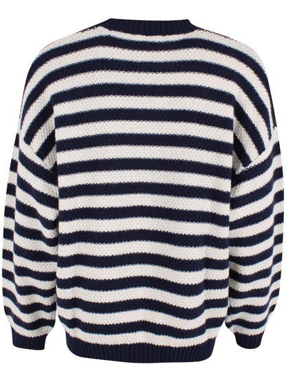 Daneva Wool Sweater Dk Navy/Lt Beige 