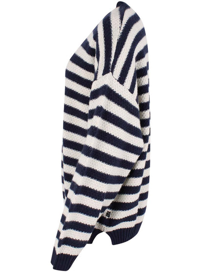 Daneva Wool Sweater Dk Navy/Lt Beige 