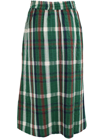 Danevisit Seersucker Skirt Dk Pine CHECK