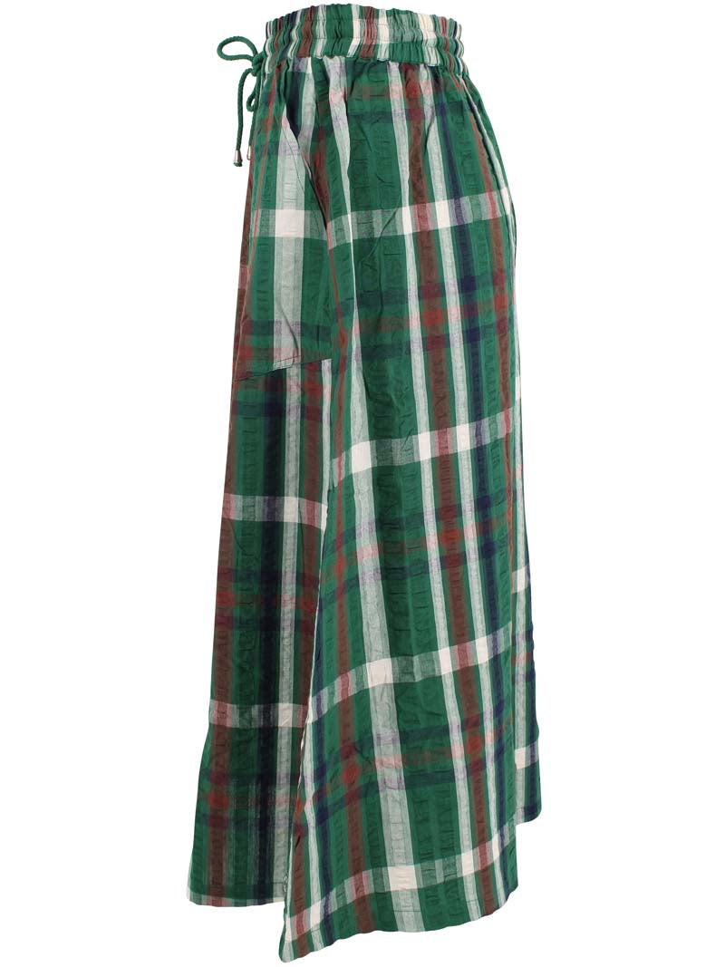 Danevisit Seersucker Skirt Dk Pine CHECK