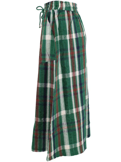 Danevisit Seersucker Skirt Dk Pine CHECK