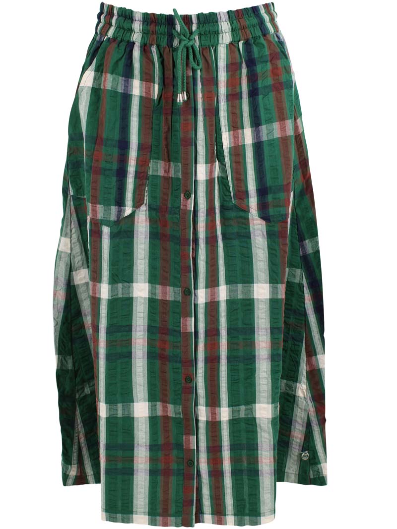 Danevisit Seersucker Skirt Dk Pine CHECK