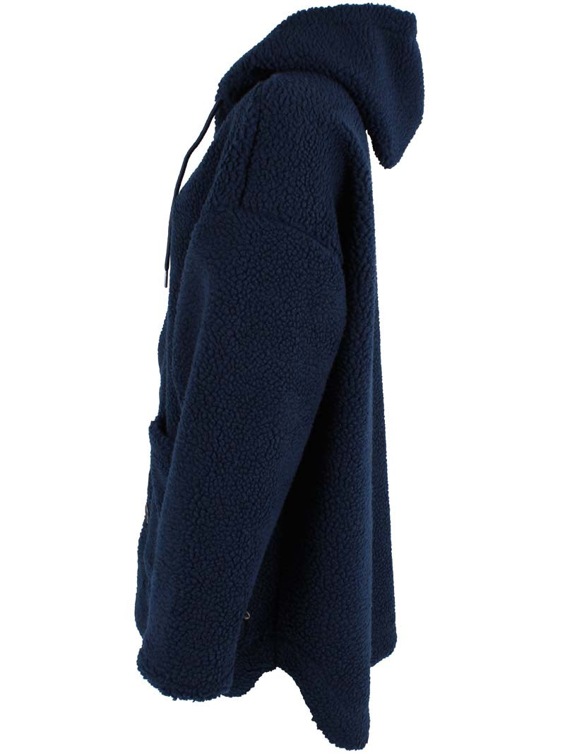 Fuzzy navyblå fleecejakke til kvinder