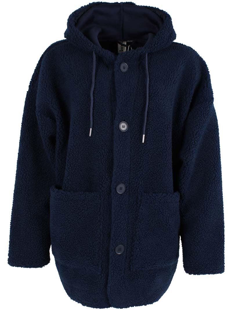 Fuzzy navyblå fleecejakke til kvinder