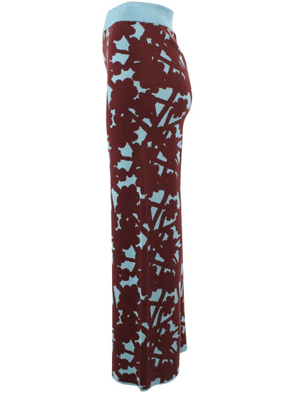 Danexclusive Jaquard Viscose Pants Dk Merlot/Grey Duck