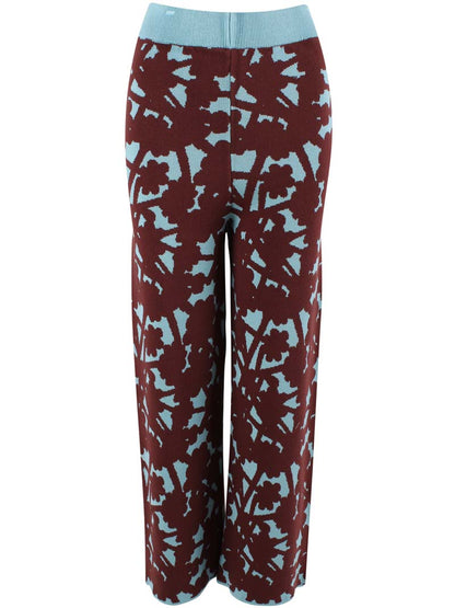 Danexclusive Jaquard Viscose Pants Dk Merlot/Grey Duck