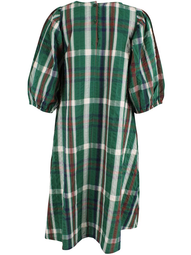 Daniris Seersucker Dress Dk Pine CHECK