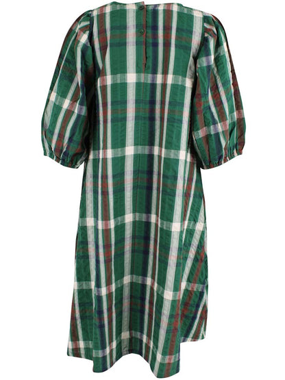 Daniris Seersucker Dress Dk Pine CHECK