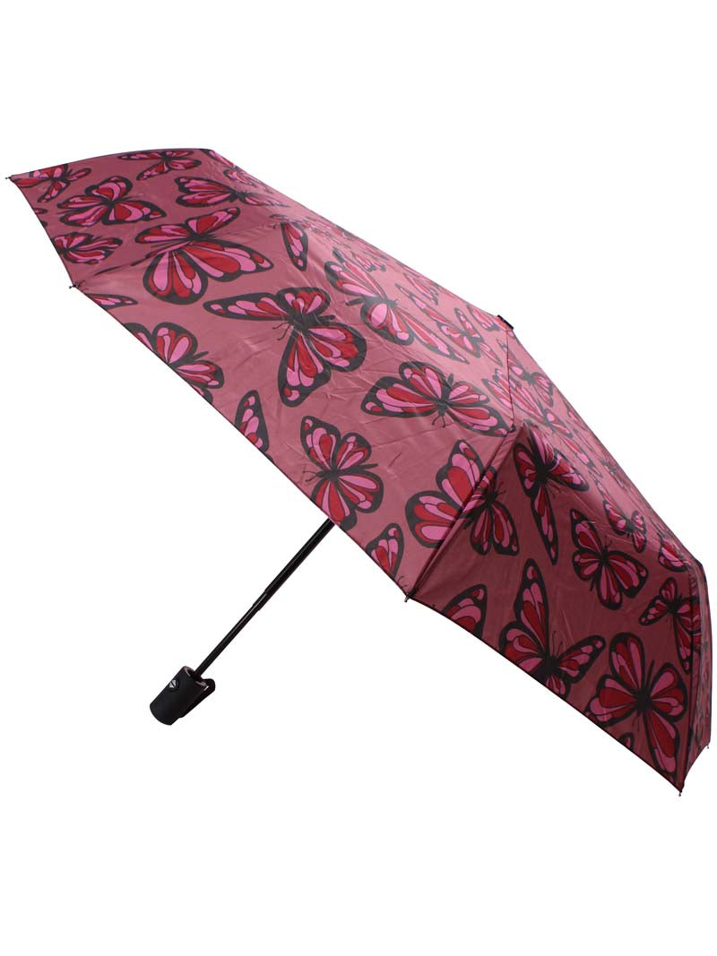 Sammenfoldelig paraply med rosa sommerfugleprint