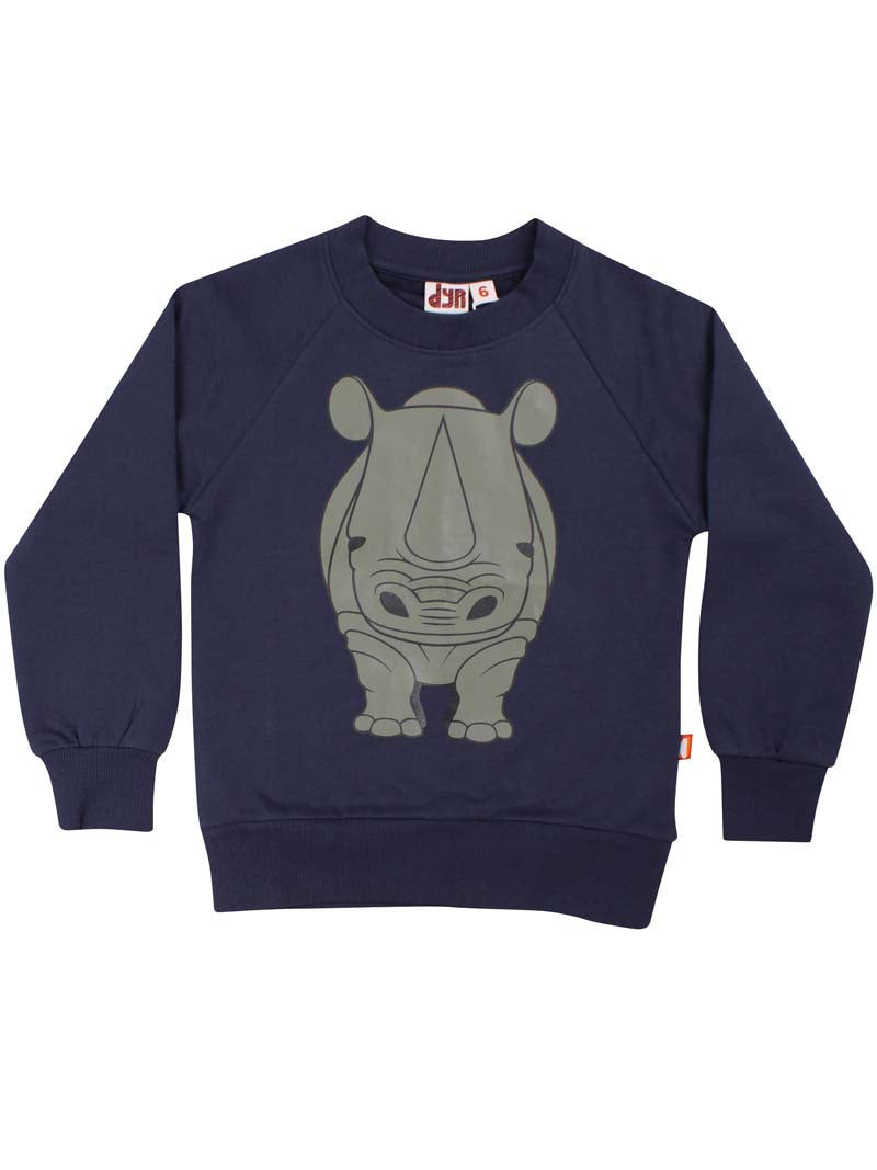 Skøn sweatshirt til børn med print af næsehorn