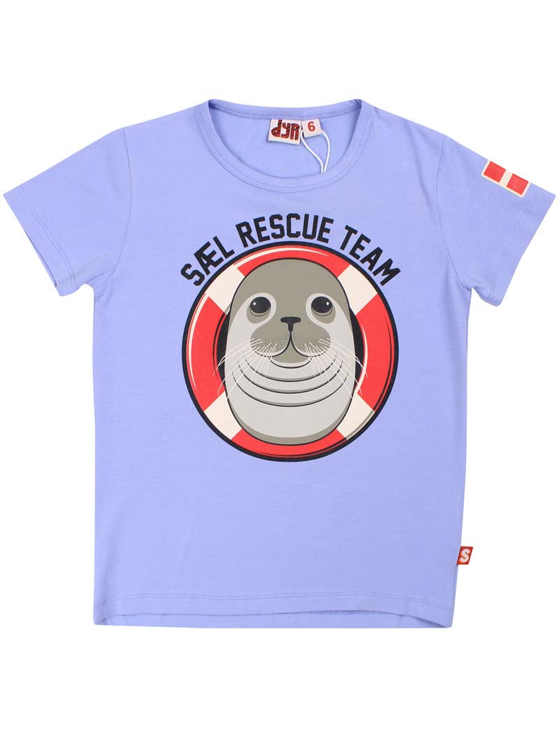 Sød kortærmet t-shirt til børn med print af grå sæl