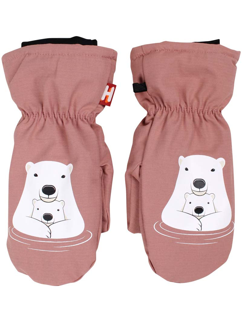 Fine vandtætte luffer til børn med print af isbjørnemor og unge