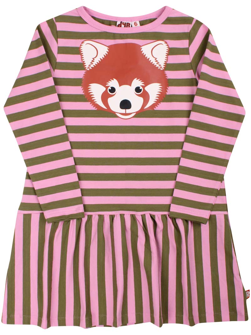 Dyrzanzi LS Dress AOP/STRIP Rose/Olive RED PANDA