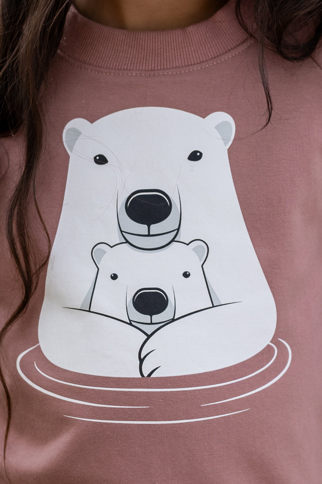 Skøn sweatshirt til børn med sødt print af isbjørnemor og unge