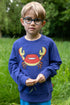 Skøn mørkeblå sweatshirt til børn med print af krabbe