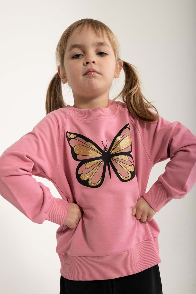 Sød sweatshirt til børn med print af sommerfugl 