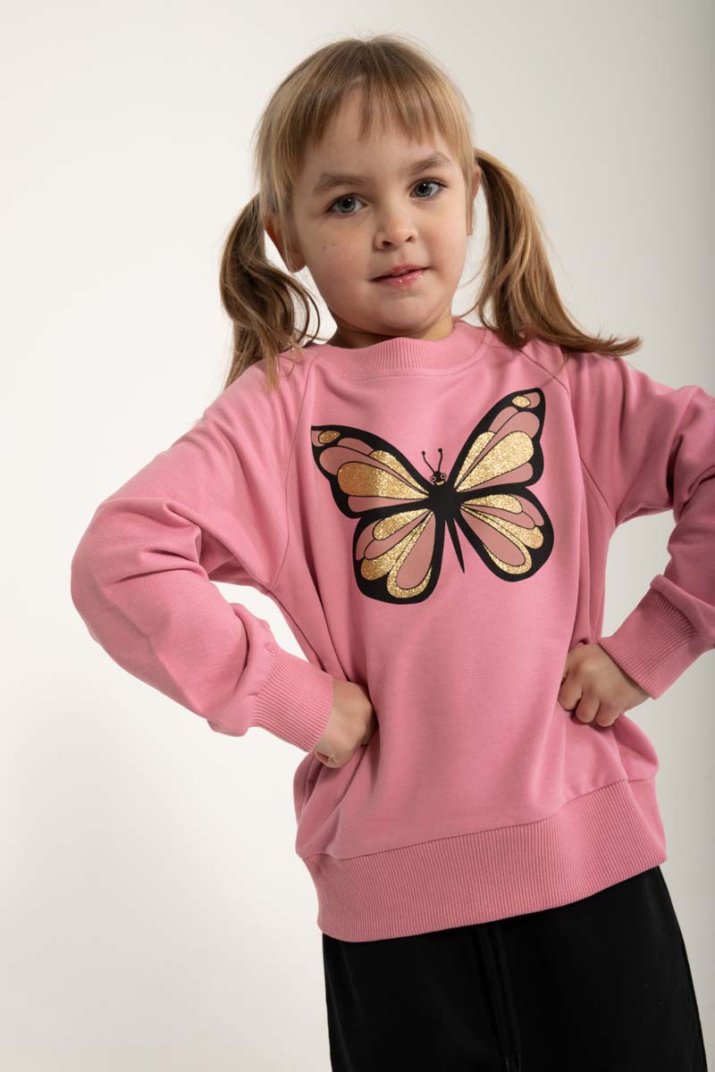 Sød sweatshirt til børn med print af sommerfugl 