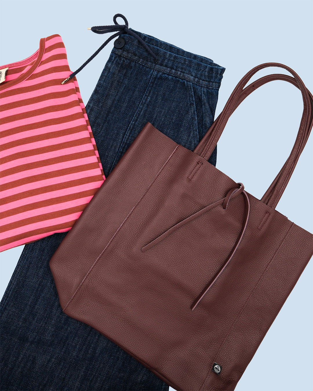 DaneHolstein Leather Tote Bag Red Wine