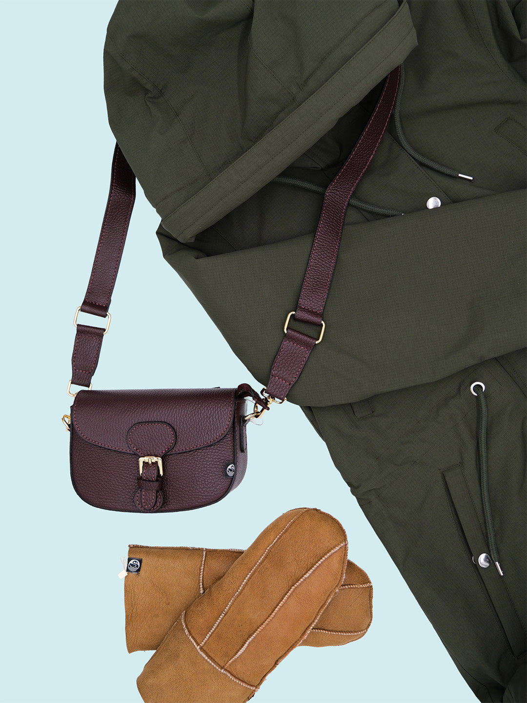 Danebernadotte Leather Shoulder Bag Red Wine