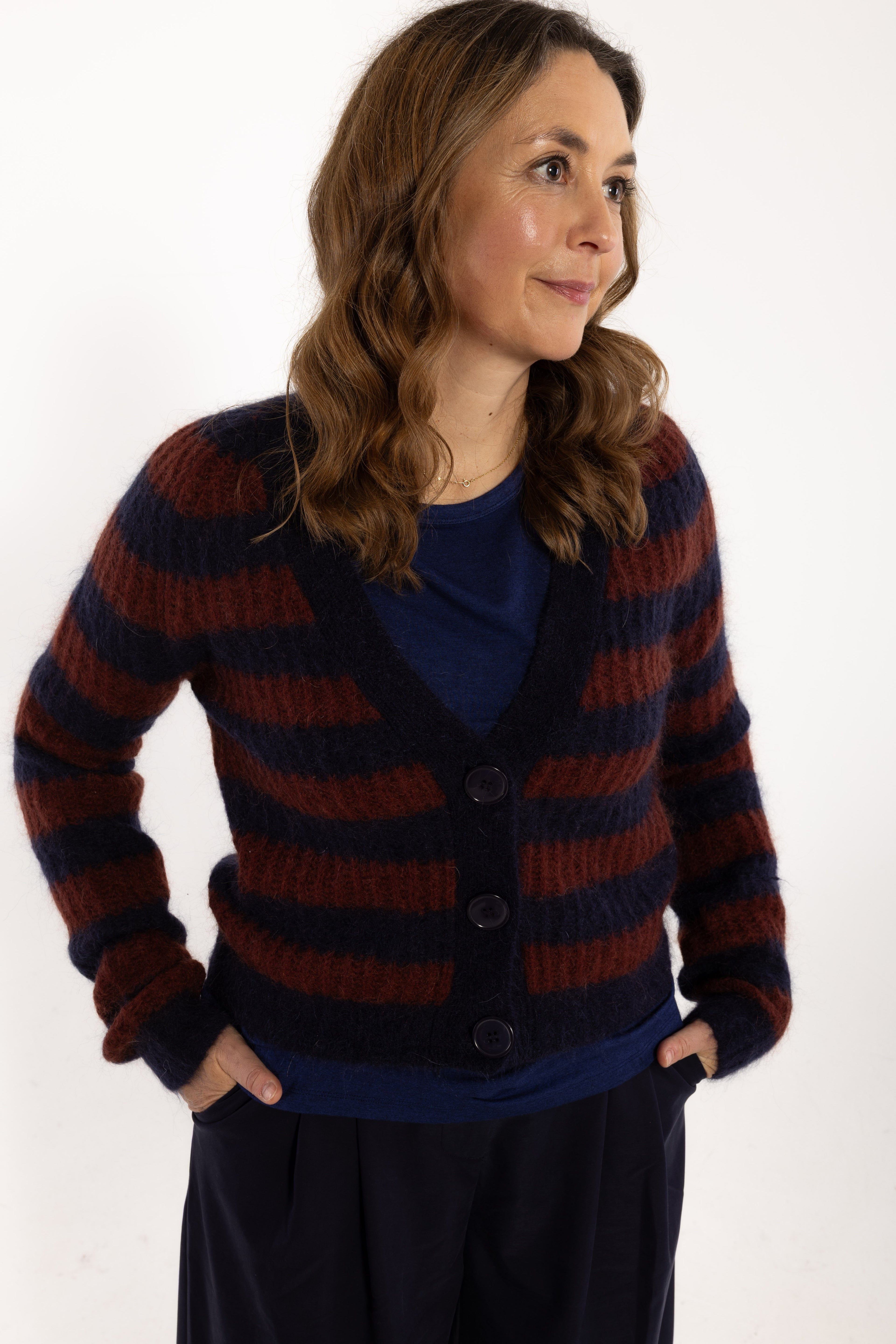 Danadorable Mohair Cardigan Dark Navy/Dark Wine