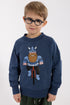 Sød gråblå sweatshirt til børn med print af viking på cykel
