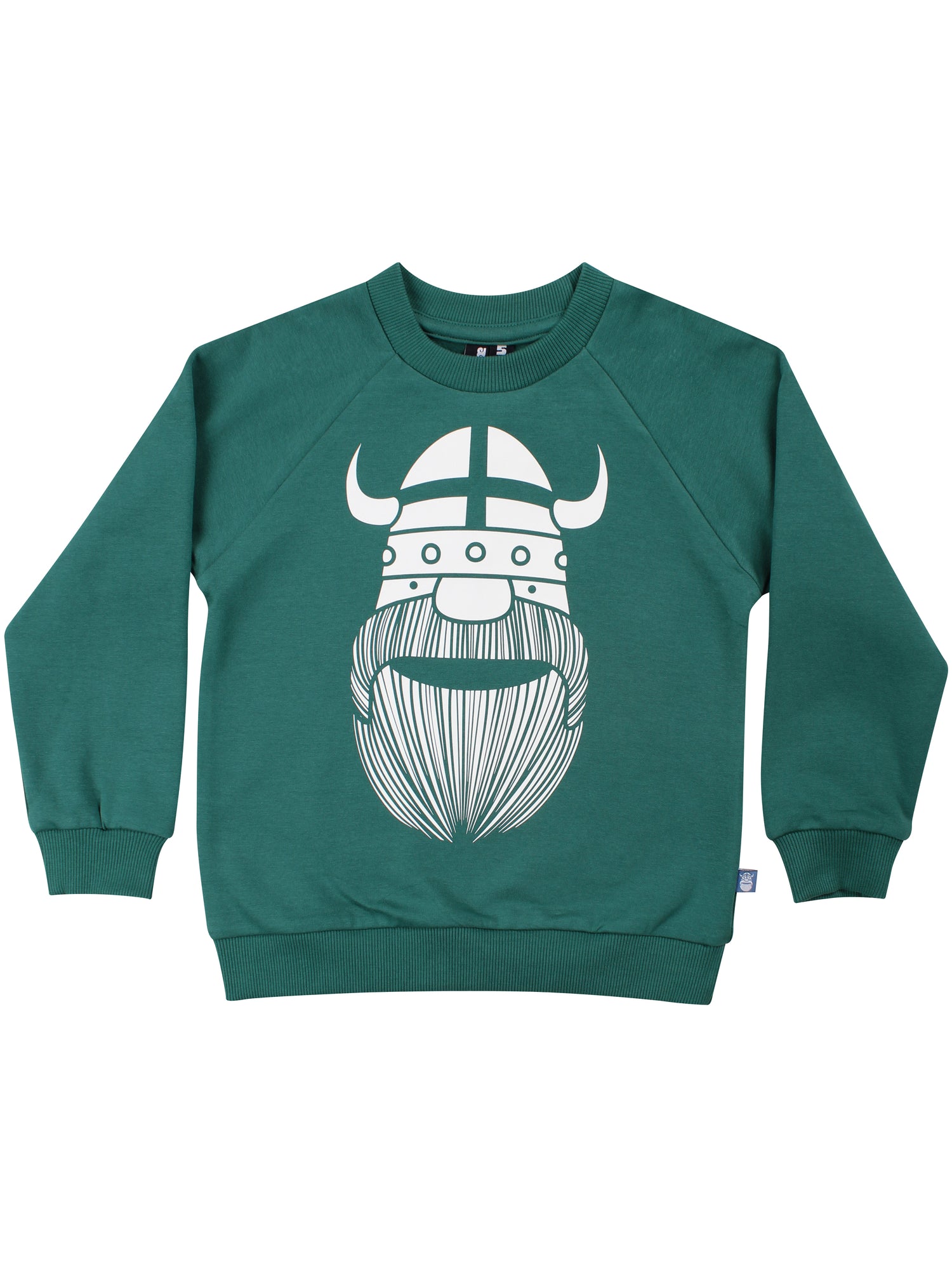 Sød grøn sweatshirt til børn med print af viking