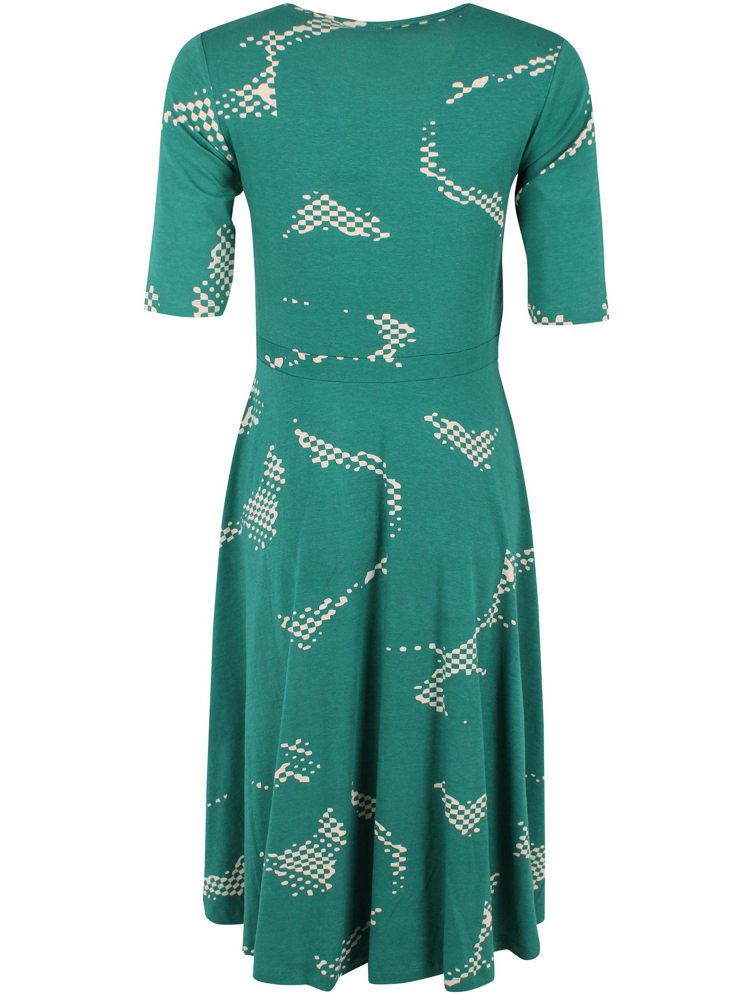 Skøn grøn kjole i fint mønster til kvinder